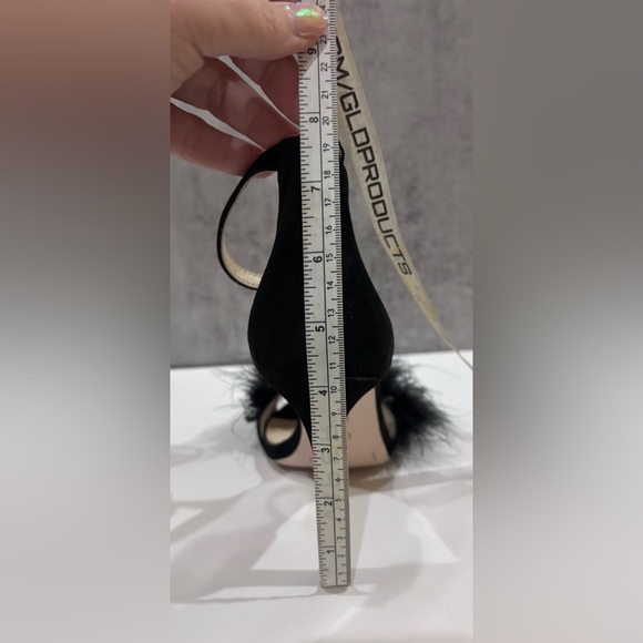 Jessica Simpson Black Feather Pearl Rhinestone Stiletto High Heels Size 7.5 - Picture 10 of 11
